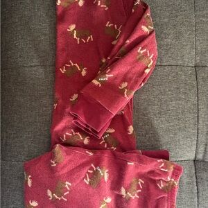 Janie and Jack Maroon Moose Print Kids Pajamas 3T